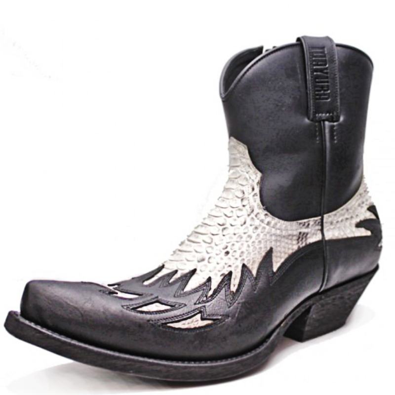 Mens black and on sale white cowboy boots